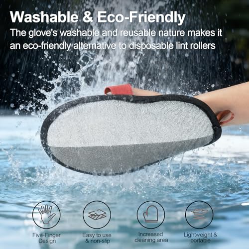 Pet Hair Removal Glove - Magic Brush Electrostatic Mitt for Dogs & Cats, Reusable Grooming Gloves - Dog Hair Remover Tool with 5-Finger Design for Couch, Carpet, Furniture, Laundry & Clothing - color: Red