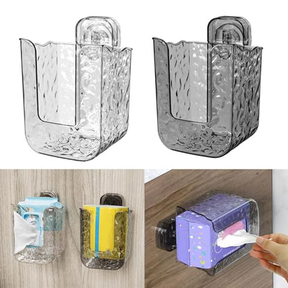 Suction Cup Wipes Holder, Wall Mounted Wet Wipe Dispenser with Suction Cup Easy to Installation Versatile Use Storage Case in Kitchen and Bathroom, grey