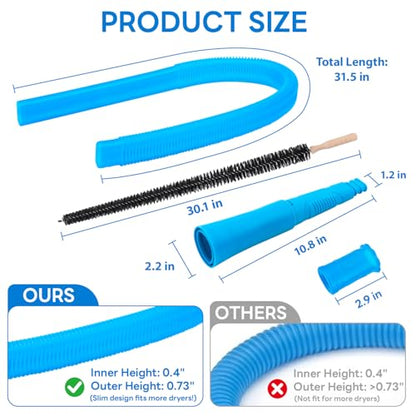Universal Dryer Vent Cleaner Kit, Flexible Dryer Vacuum Hose Attachment and Lint Brush (Blue)