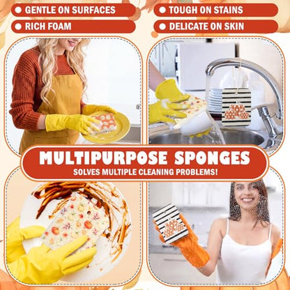Hahafelt 36 Pack Fall Pumpkin Compressed Cellulose Sponges Bulk Pop up Autumn Natural Kitchen Compostable Non Scratch Dish Sponges for Washing Dishes, Cleaning Countertop Sink - style: Fall Pumpkin