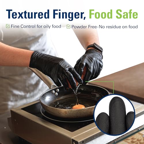SWIFTLITE Black Nitrile Gloves, Food Safe Disposable Gloves Latex Free, Rubber Gloves Powder Free for Cooking, Kitchen Clean - color: 05-black(small 300)