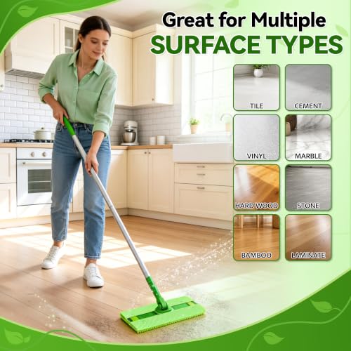 FIXSMITH Reusable Mop Pads Compatible with Swiffer Sweeper and All 10-12 inch Flat mops, 8 Pack Washable Wet Dry Mop Refills, Microfiber Mop Replacement Heads for Floor Cleaning