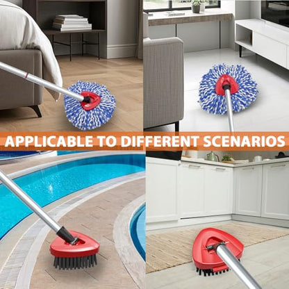 Fatmass Spin Mop Head Replacement for O Cedar RinseClean 2-Tank System,2 Mop Replace Heads + 1 Upgrade Scrubber Brush, 100% Microfiber Mop Refills Deep Cleaning Machine Washable - size: Small (2 Mop Heads+1 Brush)