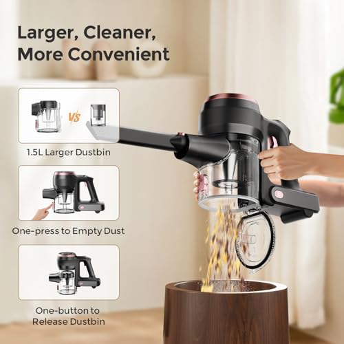 Vazone S22 Cordless Vacuum Cleaners for Home, 6 in 1 Lightweight Stick Vacuum with 45KPa Powerful Suction, Self-Standing Vacuum Cleaners Rechargeable Cordless Vacuum for Pet Hair