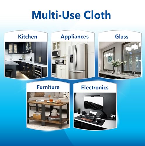 Unger 12” x 12” All-Purpose Microfiber Cloths, 4 Pack, Wet and Dry Cleaning Towels for Kitchen, Furniture, Appliances, Electronics and Glass, Reusable with Less Lint and Streak-Free Results - size: 12" x 12" (4 Pack), style: All-Purpose
