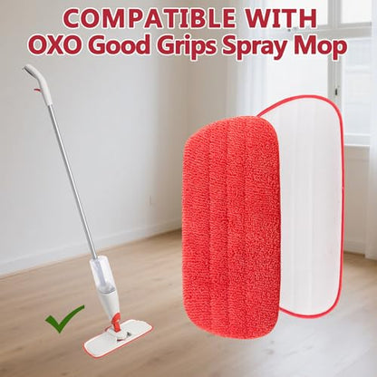 2 Pack Microfiber Reusable Mop Replacement Mop Refill Mop Pads Suitable for OXO Good Grips Spray Mop, Wet/Dry Mop Replacement Pads for Hard Floor Cleaning (Mop Not Included)