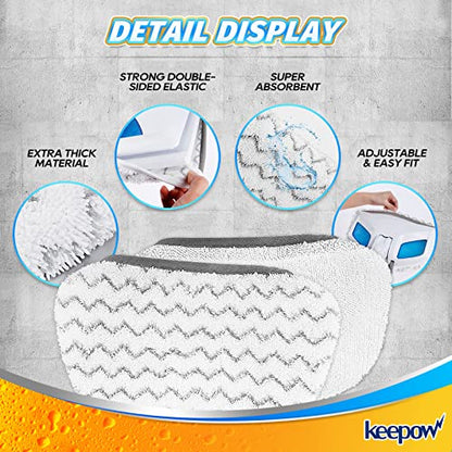 KEEPOW Steam Mop Replacement Pads 2 Pack Compatible with Bissell Powerfresh Steam Mop 1940 1806 1544 2075 2685A 2181 2814 Series 19402 19404 19408 19409 1940A 1940F 1940Q 1940T 1940W B0006 B0017 2075A - color: 1+1 Pack