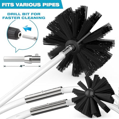 Sealegend 30 Feet Dryer Vent Cleaner Kit, Lint Remover, 2×Upgraded Flexible Quick-Snap Brush with Drill Attachment, Extends Up to 30 Feet for Easy Cleaning, Works with/Without a Power Drill - size: 30Feet