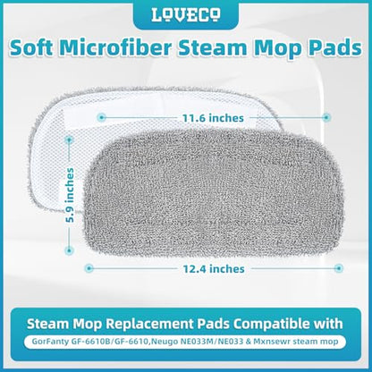LOVECO 4 Pack Steam Mop Pads Compatible with GorFanty GF-6610B/GF-6610, Neugo NE033/NE033M & Mxnsewr, Washable Microfiber Steam Mop Replacement Pads for Multi-Surface Cleaning - size: 4 Pack + 1 Pack
