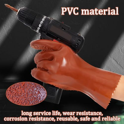 6 Pairs Sewer Gloves PVC Coated Non-Slip Oil & Chemical Resistant | 6 Pairs PVC Coated Sewer Gloves, Abrasion Resistant, Non-Slip Grip, Oil & Chemical Resistant for Drain Cleaning & Plumbing. - color: 6 Pairs Brown
