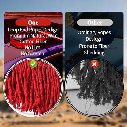 Car Duster Exterior Scratch Free - Wax Treated Cotton Auto Dusting Brush with Extendable Handle (27-36'') - Waterless Pollen Remover for Car, SUV, Truck & RV (Lint Free Design) - color: Red5