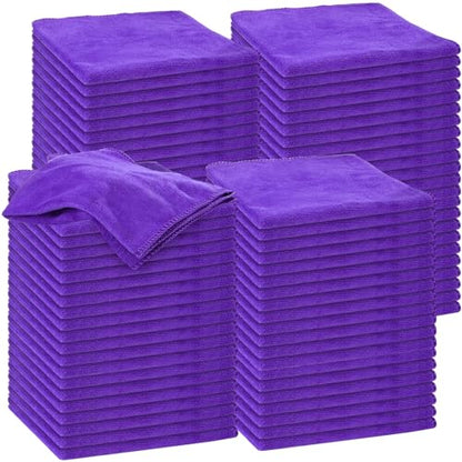 Nuenen Microfiber Cleaning Cloths for Cars 16 x 16 Inch Ultra Absorbent Car Towels Drying Reusable Cleaning Supplies House Kitchen Window Microfiber Towel(Purple,60 Pcs) - color: Purple