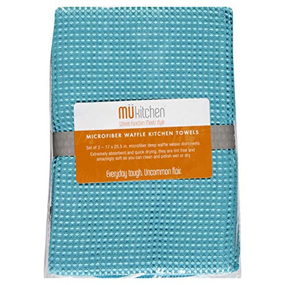 MUkitchen Dishtowel Waffle Sea Blue, 2 Count - color: Sea Blue, size: 2 Count