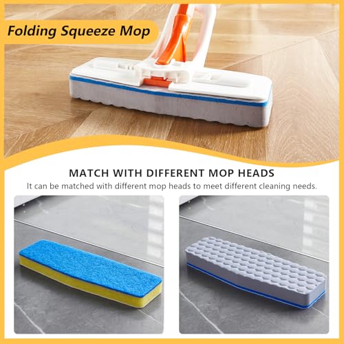 Magic Sponge Eraser Mop, 56" Adjustable Mop Handle with Flexible 10" Flat Head with Microfiber Pad and Magic Sponge Eraser Pads - color: Mop Set, size: 56"x10"