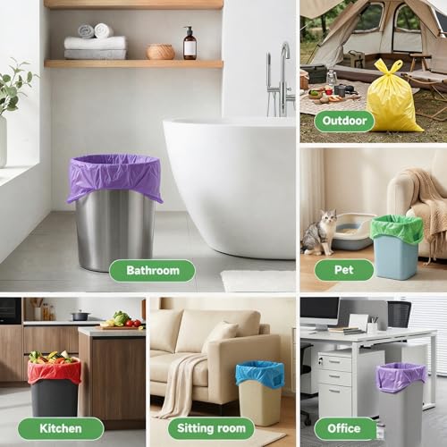 4 Gallon Trash Bag With-Handles - 4 Gal Colorful Small Bathroom Garbage Bags 200 Count 15 Liter Biodegradable Kitchen Car Office Little Wastebasket Liners Unscented - color: 4 gal Colorful 200