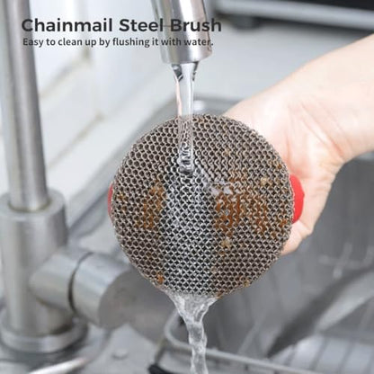 Cleaner Scrubber Palm Brush with Handle - Stainless Steel Non-Slip Scrubber for Efficient Cleaning
