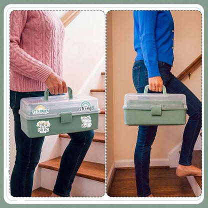 Mifoci Haze Green IVF Medication Organizer Gift Caddy 3-Layer Plastic Dividing Storage Box with Adjustable Spacers IVF Meds Must Haves Organize Supplies Womens Home Utility Box - color: Haze Green