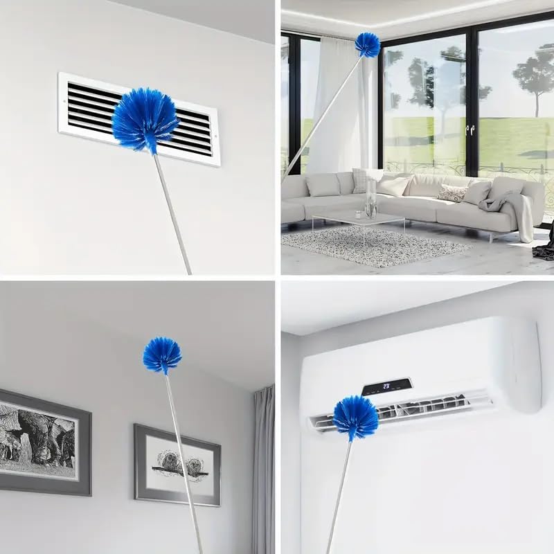 Microfiber Feather Duster 7-in-1 Kit, Dusters for Cleaning, Duster with Extension Pole 100 Inches, Cobweb Duster, Microfiber Dusters for High Ceilings and Fans, Blinds, Cars and Furniture