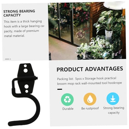 5pcs Heavy Duty Wall Mounted Hooks Premium Garage Tool Organizer for Brooms Mops Rakes for Warehouse Garden Shop and Basement Storage
