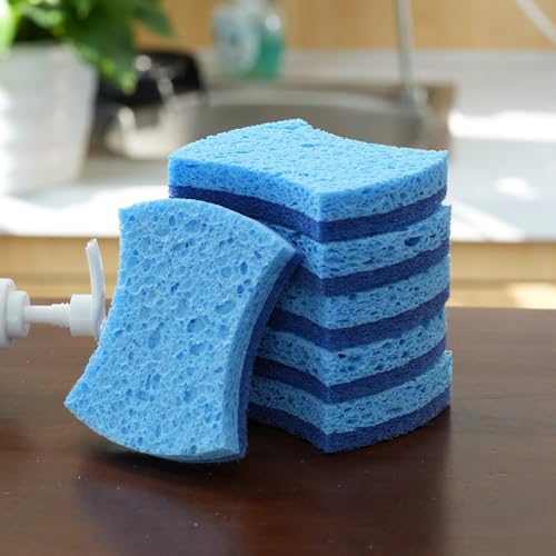 6-Pack Non-Scratch Kitchen Sponges – Durable Dish Sponges for Dishes, Pots, and Pans, Perfect for Cleaning Stainless Steel, Dishwashing, and More, Blue - color: Blue