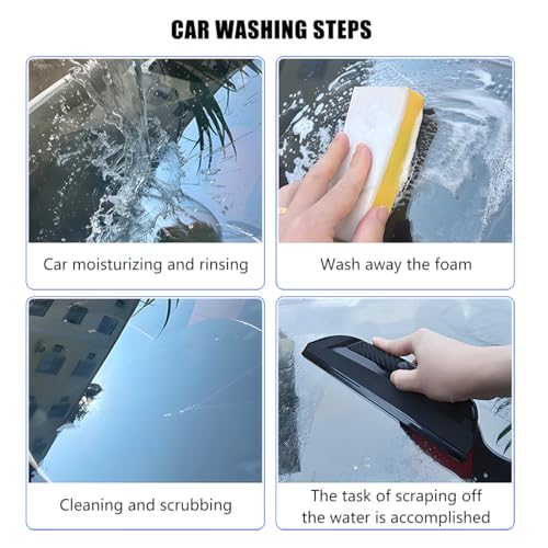 Car Window Squeegee, Silicone Vehicle Glass Water Cleaning Wiper Blade for Drying, Professional Automotive Mirror Scraper Cleaner Accessories, Universal for SUV, Sedan, Truck