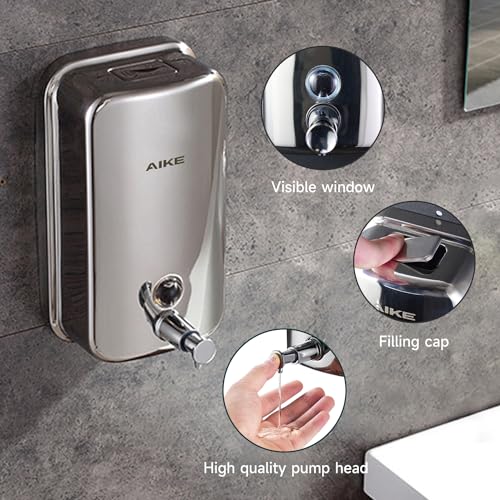 AIKE Polished Stainless Steel Wall Mount Pump Soap Dispenser Polished 34 fl.oz. AK1001 - size: 34 fl.oz.
