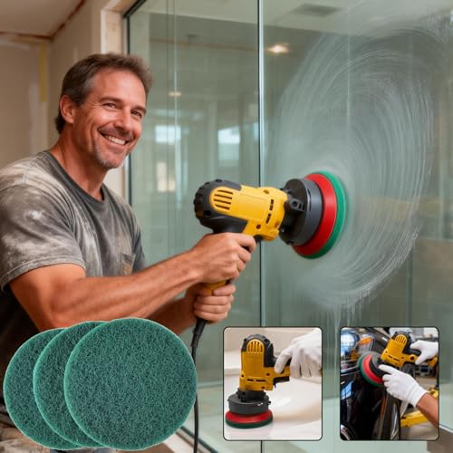 10 Pack 6 Inch 240 Grit Multipurpose Green Scrubber Scouring Pads Flocking Scuff Pads -Hoop and Loop Scuff Pads Conditioning Discs Polishing Pad for Furniture Automotive Cleaning, Rust Removal - style: 240 Grit