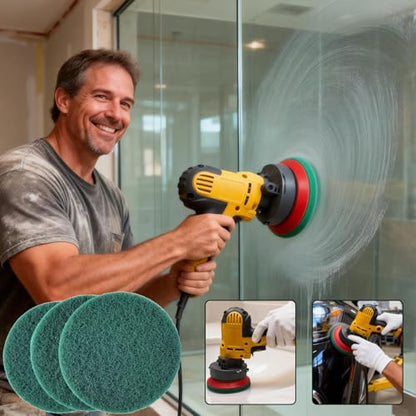 10 Pack 6 Inch 240 Grit Multipurpose Green Scrubber Scouring Pads Flocking Scuff Pads -Hoop and Loop Scuff Pads Conditioning Discs Polishing Pad for Furniture Automotive Cleaning, Rust Removal - style: 240 Grit