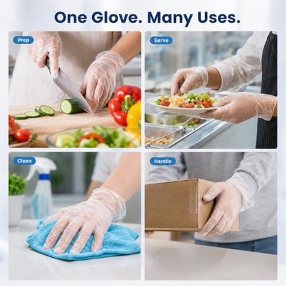 ForPro Disposable Vinyl Gloves, Industrial Grade, Powder & Latex Free, Non-Sterile, Food Safe, 2.75 Mil Palm, 3.9 Mil Fingers - color: Clear, size: Large (Pack of 100)