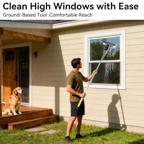 3-in-1 Window Squeegee Cleaner with Built-in Sprayer & Scrubber - Professional Glass Cleaning Tool for Outdoor Surfaces