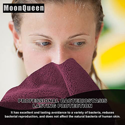 MOONQUEEN Microfiber Facial Cloths Fast Drying Washcloth 12 Pack - Premium Soft Makeup Remover Cloths - Burgundy - color: Burgundy, size: 12x12 Inch (Pack of 12)