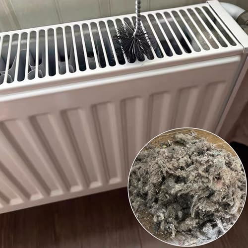 2-Pack Radiator Brush, 17-Inch Long Reach Flexible Radiator Cleaner with Wooden Handle, Multipurpose Dryer Lint Brush & Refrigerator Coil Cleaning Brush for Narrow Gaps, Vent Cleaner & Duster