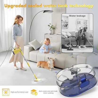Steam Mop & Detachable Handheld Steam Cleaner for Home and Floor Cleaning, 230°F Floor Steamer for Deep Cleaning, 15s Heat-Up with Multi-purpose Attachments Hardwood Floors, Tile,Grout,Furniture