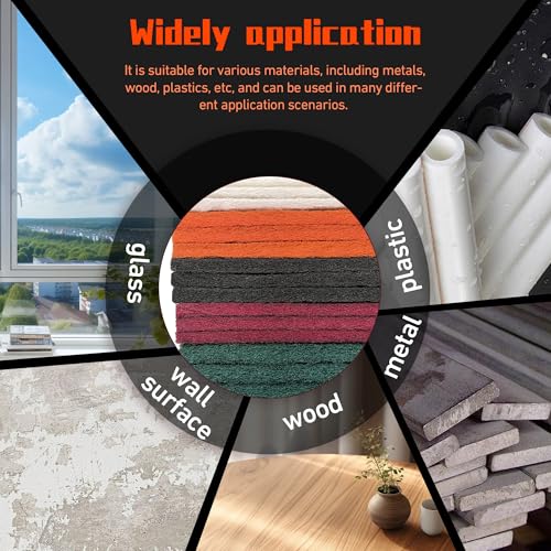 Hand Pads Coarse Medium Fine Superfine 5 Different Specifications Assortment General Purpose Scouring Pad ldeal for Garden Tools and Grills, Automotive Body Tools 15 Pack 6 x 9 Inch