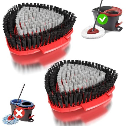 2 Pack Upgraded Spin Mop Replacement Scrub Brush Heads Compatible with Ocedar EasyWring 1 Tank,Full Bristle Scrubber Replace Great for Kitchen, Bathroom, Pools,Deck Hard Floor Cleaning - color: Gray (2 Pcs for Easywring)