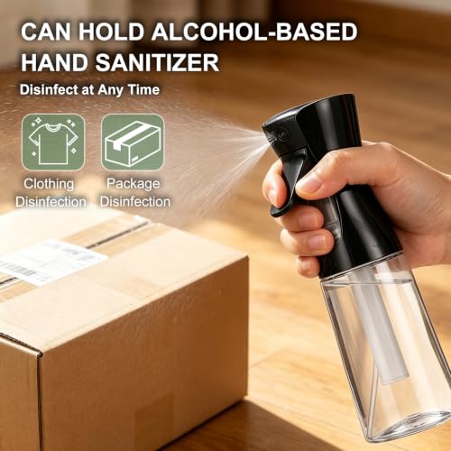 3PCS Spray Bottles,Continuous Water Spray Bottle for Hair,Cleaning,Plants,Office,Portable Spray Mist Bottle,Black(200ml+300ml+500ml)