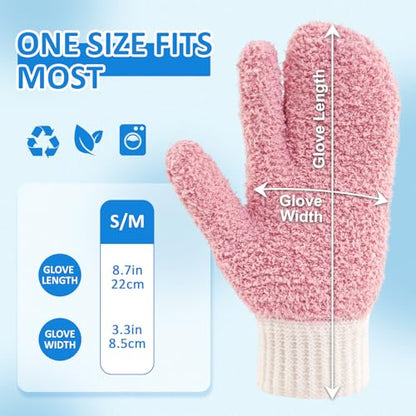 MIG4U Microfiber Dusting Gloves House Cleaning Glove for Blinds, Windows, Shutters, Furniture, and Car, Reusable Lint-Free Pink S/M - color: Pink Mitten 1 Pair, size: Small-Medium