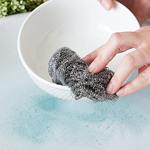 RSVP International Endurance Cleaning Collection Stainless Steel Scrubbies, Heat-Treated, Pressed & Curled, Long Lasting, Non-Rusting, Scrubber, 2 Piece