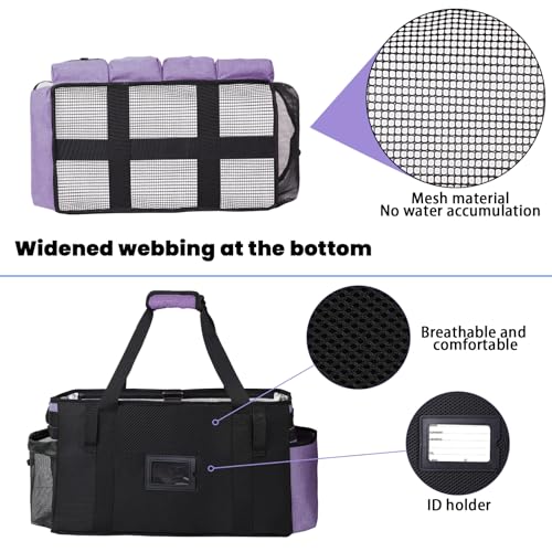 Extra large Cleaning Caddy Bag Built-in Sturdy Support Board, Cleaning Organizer with Detachable Divider, Cleaning Supply Tote with Adjustable Shoulder Strap (Purple, 19'' x 11'' x 11'') - color: Purple