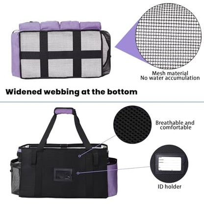 Extra large Cleaning Caddy Bag Built-in Sturdy Support Board, Cleaning Organizer with Detachable Divider, Cleaning Supply Tote with Adjustable Shoulder Strap (Purple, 19'' x 11'' x 11'') - color: Purple