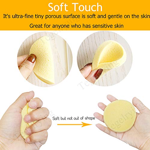 Facial Sponge Compressed,60 Pcs PVA Professional Makeup Removal Wash Round Face Sponges Spa Pads Exfoliating Cleansing for Women,Yellow,Pink,Blue,Purple - color: Yellow,Blue,Purple,Pink