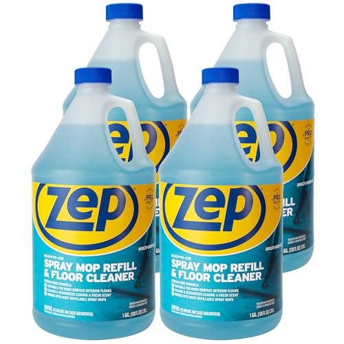 Zep Spray Mop Refill and Floor Cleaner - 1 Gallon (Case of 4) ZUMSF128 - Professional Grade Versatile Multi Surface Fresh Scent Floor Cleaner and Deodorizer