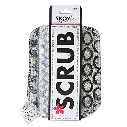 Skoy Scrub, 2-pack Reusable, Non-Scratching Dish Scrubber for Kitchen and Household Cleaning, Planet-Friendly, Dishwasher Safe Soft Scrub, Monochromatic Colors - color: Monochromatic, size: 2-Pack