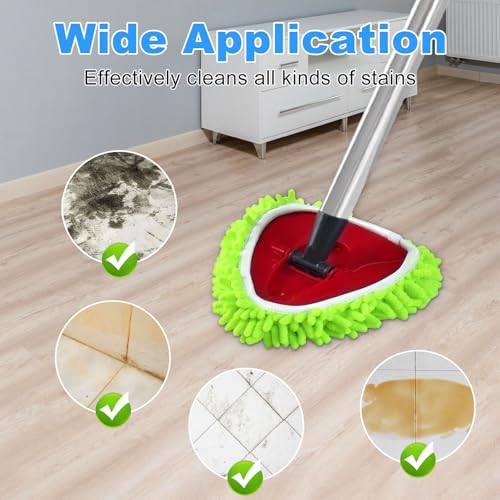 4PCS Mop Heads Replacements for OCedar, 1PCS Scrub Brush and 1PCS Spin Mop Base Compatible with Ocedar EasyWring 1 Tank System, Dry and Wet for Cleaning All Hard-surfaced Floors - color: 2white+2green