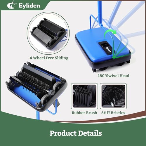 Eyliden Carpet Sweeper, Mini Size Lightweight Hand Push - No Noise, Non-Electric, Easy Manual Sweeping Only for Carpet Cleaning (Blue) - color: Blue