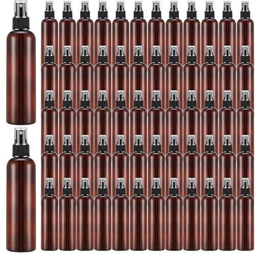 Eccliy 64 Pcs 8 oz Spray Bottles Fine Mist Cleaning Bottles Clear Empty Plastic Travel Sprayer Refillable Sprayer with Cap for Cleaning Solutions Oils Travel Perfumes(Brown) - color: Brown