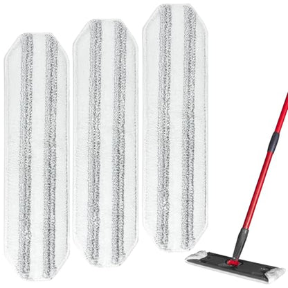 Aifacay Mop Pads for O-Cedar H2prO Flat Mop System, PP Fibers Added Microfiber Mop Replacement Pads for H2prO Flat Mop, 3 Pack Reusable Wet&Dry Mop Refills for Tough Stains Removal - color: Flat Mop Pads-3 Pack