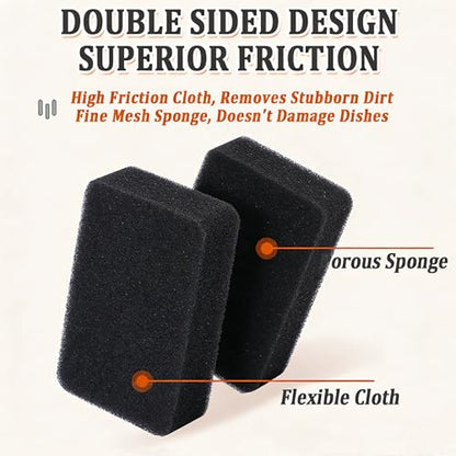 Taeku Natural Kitchen Sponge, 6 Pack Heavy Duty Scrub Cellulose Sponge Premium Multifunction Eco Friendly Cleaning Sponges for Dishes (Dark) - color: Dark