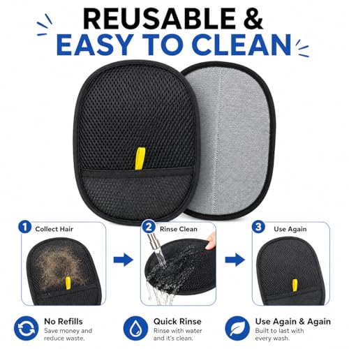 Pet Hair Remover Mitt for Couch, Reusable Dog & Cat Hair Remover Glove for Furniture, Clothes, Carpet, Bedding and Car Seats, Washable Lint Cleaner for Pet Fur