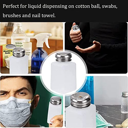 2 Pcs Push Down Liquid Pump Dispenser,180ML Empty Press Pumping Dispenser Bottle Container, for Storing Liquid Alcohol Makeup Nail Polish Remover